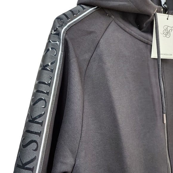 Siksilk Men's Black Impact Tape Through Hoodie - XL - Picture 3 of 8
